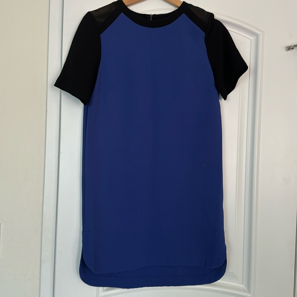 Blue and black, edgy mesh shoulder dress from H&M, size 6